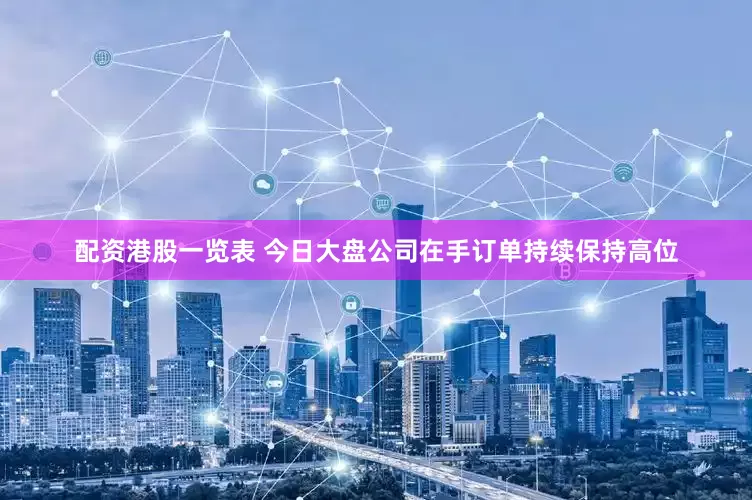 配资港股一览表 今日大盘公司在手订单持续保持高位